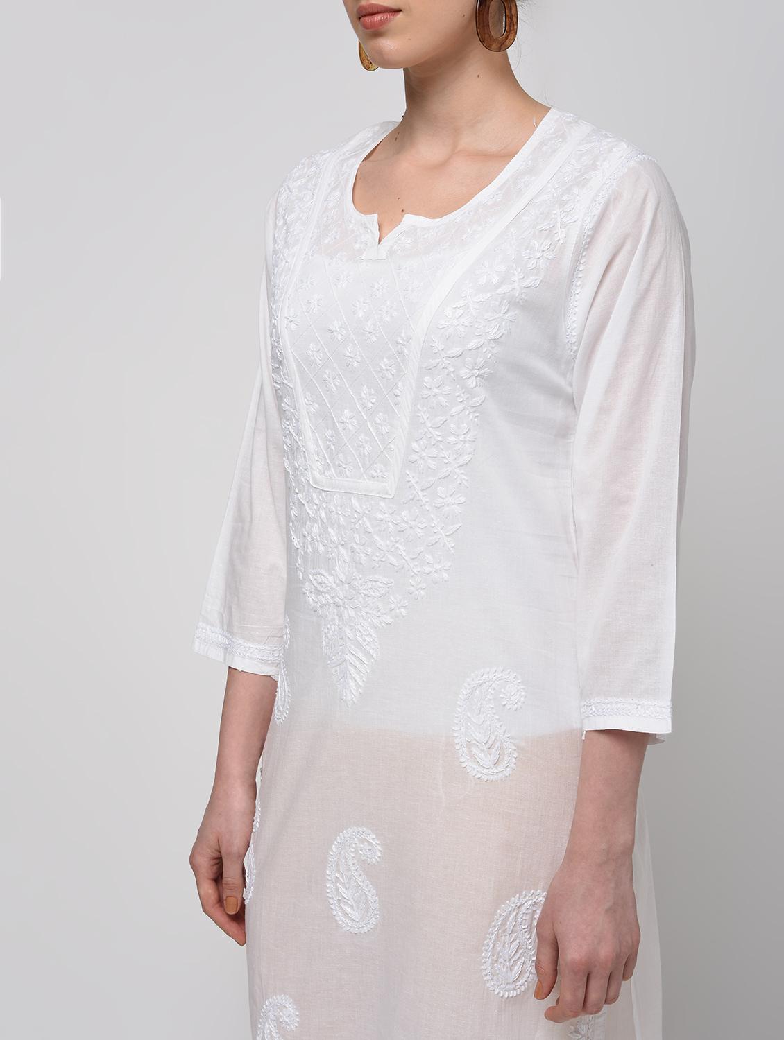 chikankari straight kurta - 15946893 - Zoom Image - 4