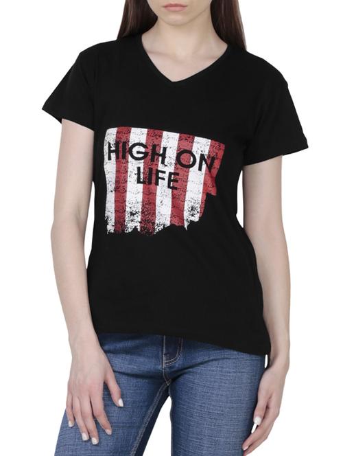 v-neck graphic print tee - 15947096 - Standard Image - 1