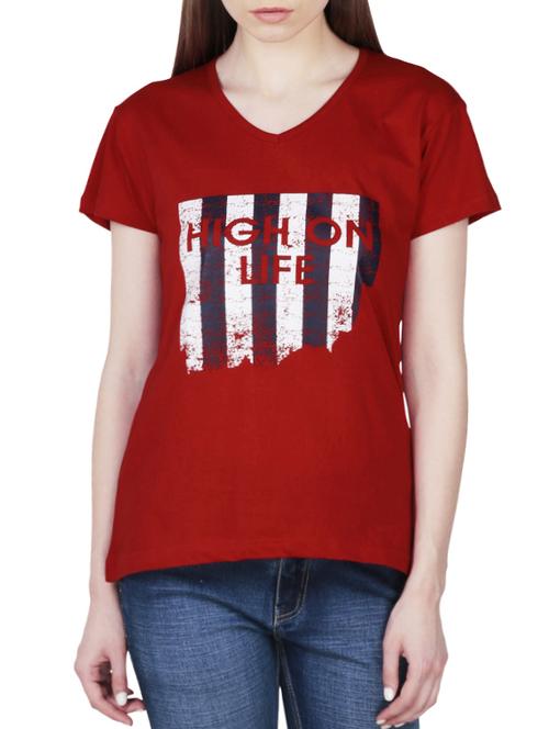 v-neck graphic print tee - 15947097 - Standard Image - 1