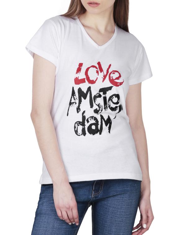 graphic print v-neck tee - 15947102 - Zoom Image - 1