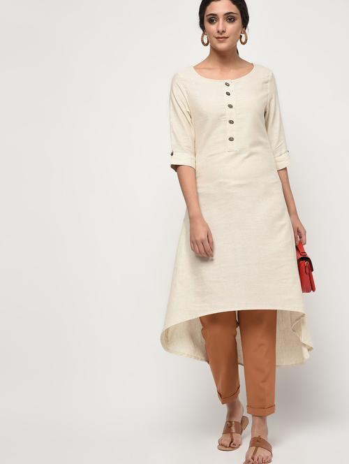 high low solid kurta - 15947186 - Standard Image - 1