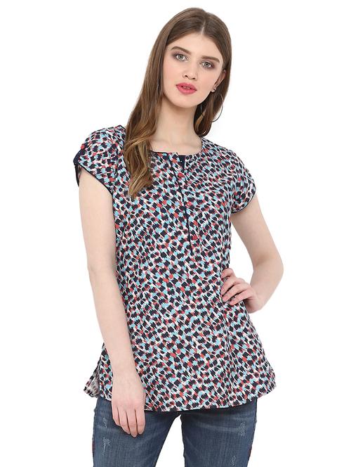 cap sleeved button detail top - 15947375 - Standard Image - 1