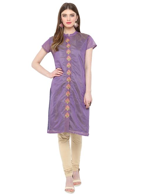 embroidered straight kurta - 15947378 - Standard Image - 1