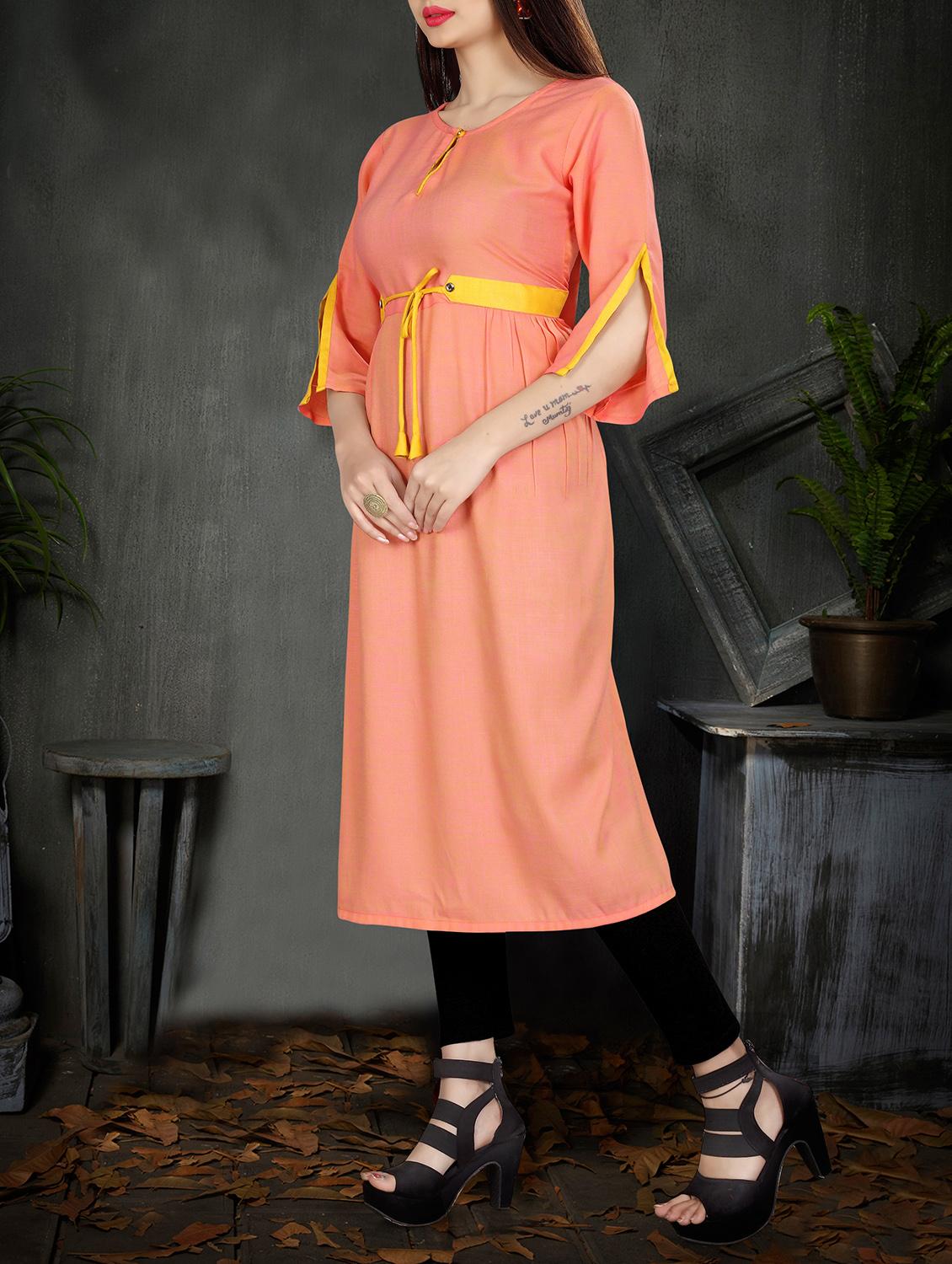 straight slit sleeeves kurta - 15947396 - Zoom Image - 2
