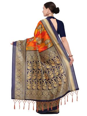 kalamkari printed orange mysore silk saree with blouse - 15947502 - Standard Image - 2