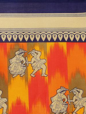 kalamkari printed orange mysore silk saree with blouse - 15947502 - Standard Image - 4