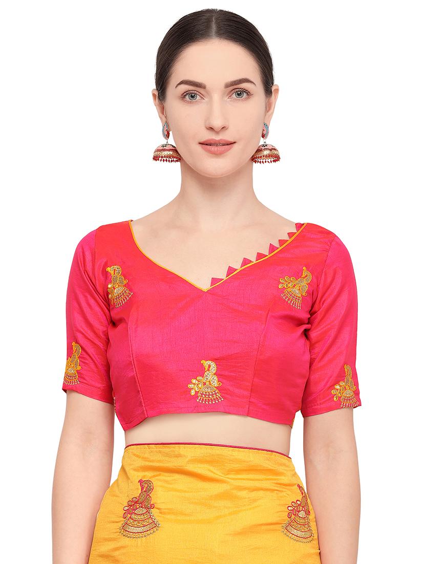 conversational mustard embroidered saree with blouse - 15947512 - Zoom Image - 3