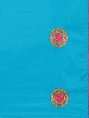 floral sky blue embroidered saree with blouse - 15947515 - Standard Image - 4