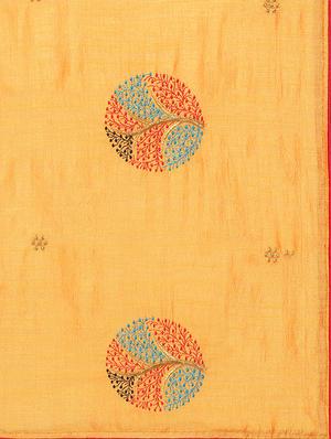 conversational mustard embroidered saree with blouse - 15947516 - Standard Image - 4