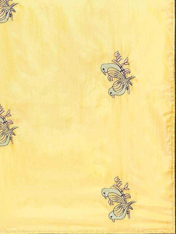 conversational lemon yellow embroidered saree with blouse - 15947517 - Zoom Image - 4