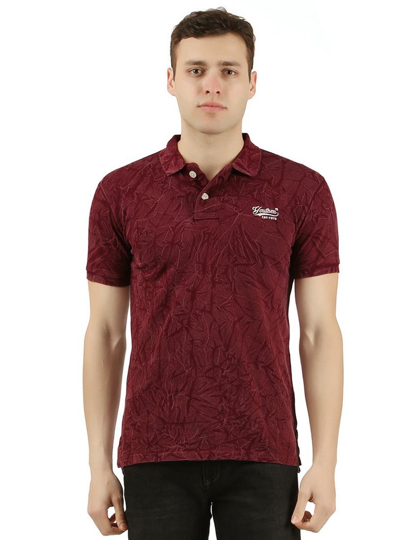 maroon all over print tshirt - 15948266 - Zoom Image - 1