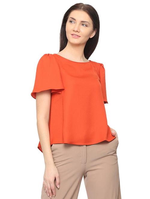 ruffle sleeved round neck top - 15948436 - Standard Image - 1