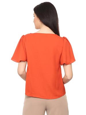 ruffle sleeved round neck top - 15948436 - Standard Image - 2