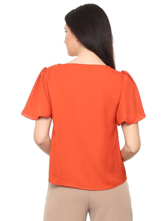 ruffle sleeved round neck top - 15948436 - Zoom Image - 2
