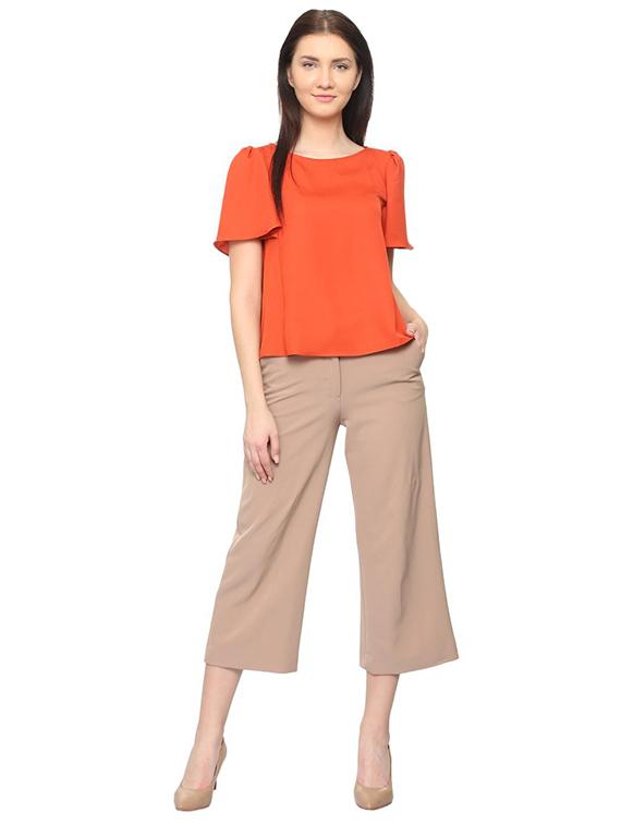 ruffle sleeved round neck top - 15948436 - Zoom Image - 3