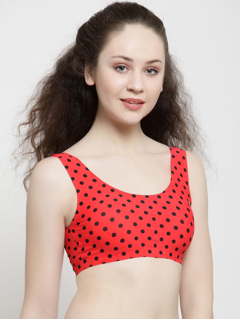 scoop neck polka dots sports bra - 15948742 - Zoom Image - 1
