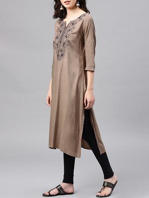 embroidered straight kurta - 15950022 - Standard Image - 2