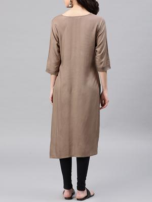 embroidered straight kurta - 15950022 - Standard Image - 3
