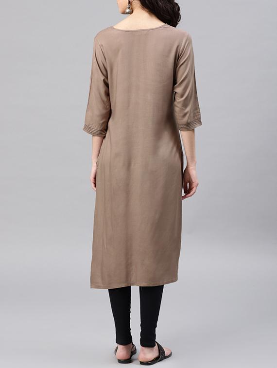 embroidered straight kurta - 15950022 - Zoom Image - 3