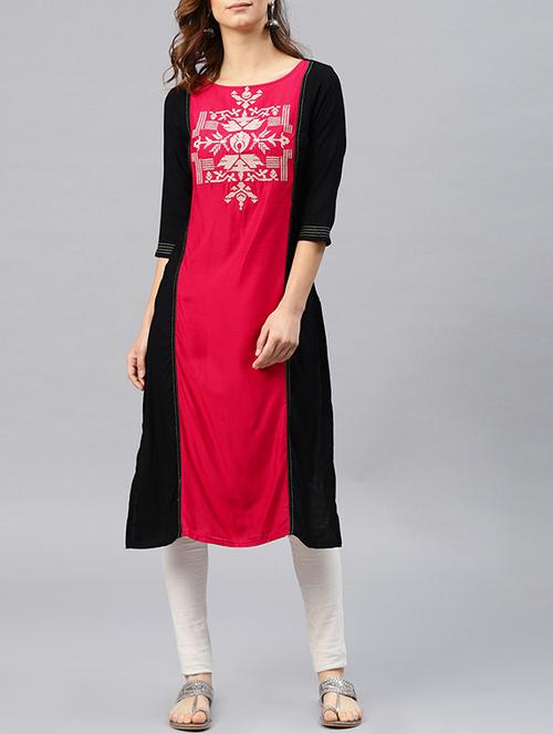 embroidered straight kurta - 15950025 - Standard Image - 1