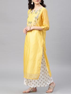 embroidered straight kurta - 15950032 - Standard Image - 2