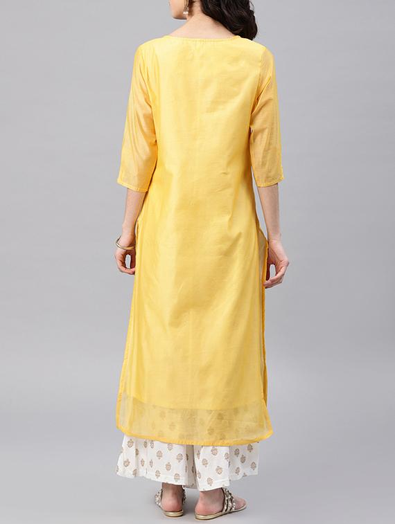 embroidered straight kurta - 15950032 - Zoom Image - 3