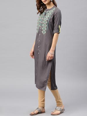 embroidered straight kurta - 15950041 - Standard Image - 2