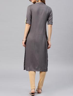 embroidered straight kurta - 15950041 - Standard Image - 3
