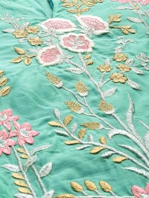 embroidered turquoise straight kurta - 15950051 - Standard Image - 4