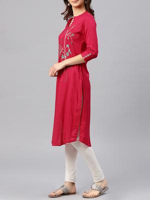 fuchsia straight kurta - 15950058 - Standard Image - 2