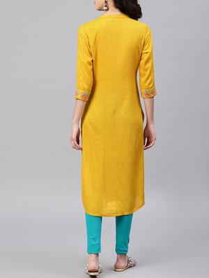 embroidered straight kurta - 15950059 - Standard Image - 3