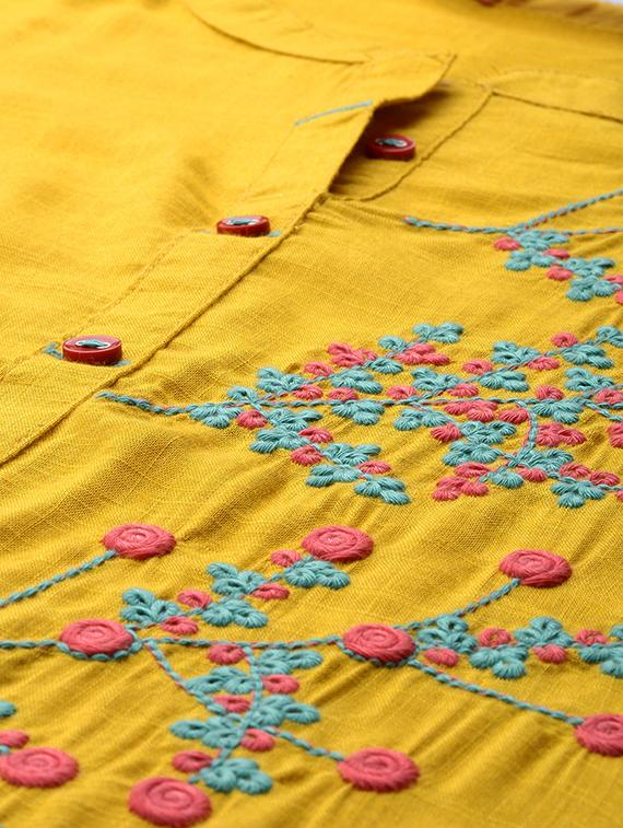 embroidered straight kurta - 15950059 - Zoom Image - 4