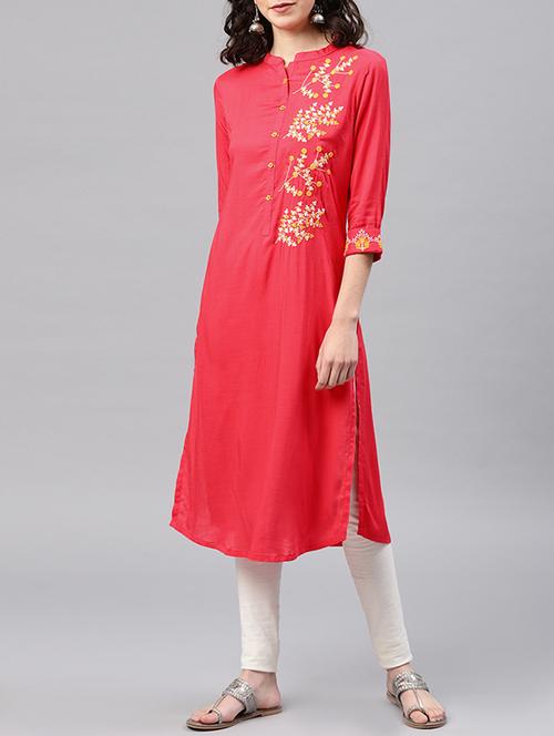 embroidered straight kurta - 15950060 - Very Small Image - 1