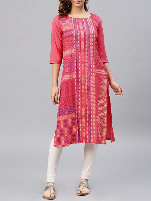 printed straight kurta - 15950064 - Standard Image - 1