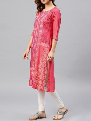 printed straight kurta - 15950064 - Standard Image - 2