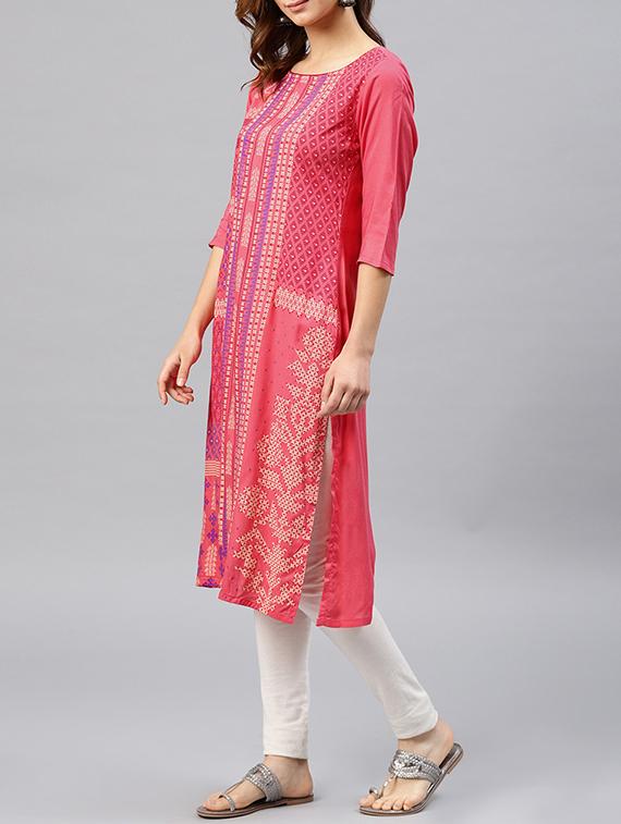 printed straight kurta - 15950064 - Zoom Image - 2