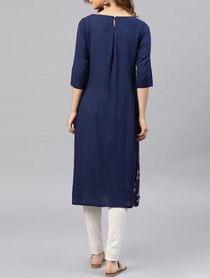 printed straight kurta - 15950065 - Standard Image - 3