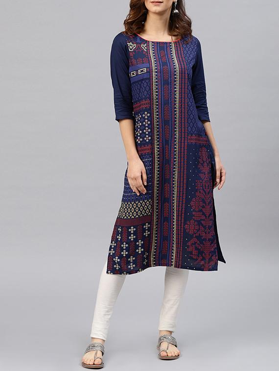 printed straight kurta - 15950065 - Zoom Image - 1
