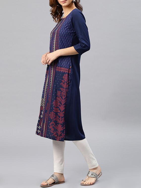 printed straight kurta - 15950065 - Zoom Image - 2