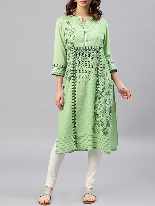 printed straight kurta - 15950066 - Standard Image - 1