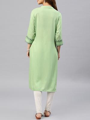 printed straight kurta - 15950066 - Standard Image - 3