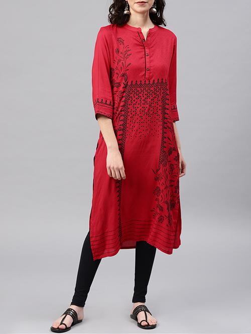 printed straight kurta - 15950067 - Standard Image - 1