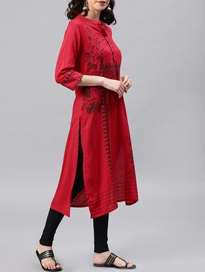 printed straight kurta - 15950067 - Standard Image - 2