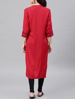 printed straight kurta - 15950067 - Standard Image - 3