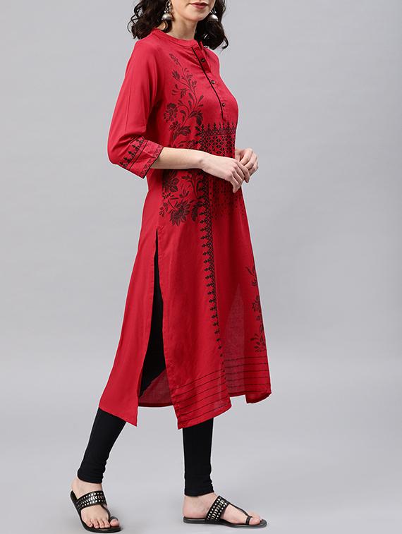 printed straight kurta - 15950067 - Zoom Image - 2