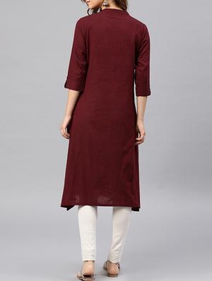 straight embroidered kurta - 15950068 - Standard Image - 3
