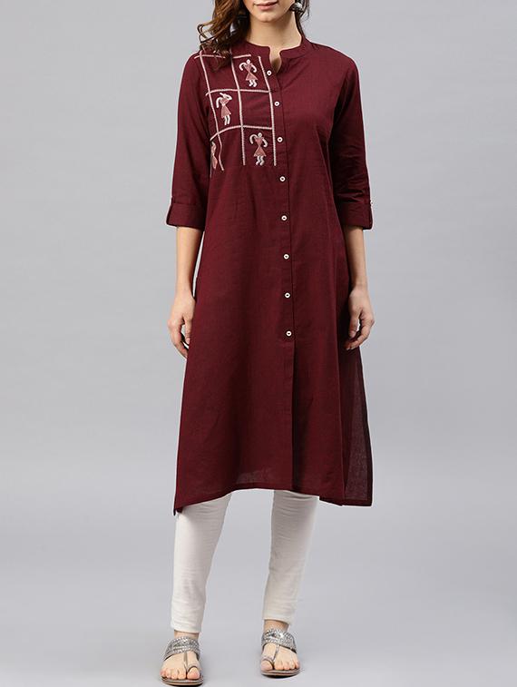 straight embroidered kurta - 15950068 - Zoom Image - 1