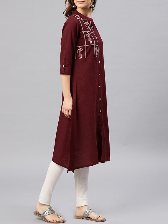 straight embroidered kurta - 15950068 - Zoom Image - 2