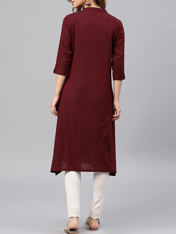straight embroidered kurta - 15950068 - Zoom Image - 3
