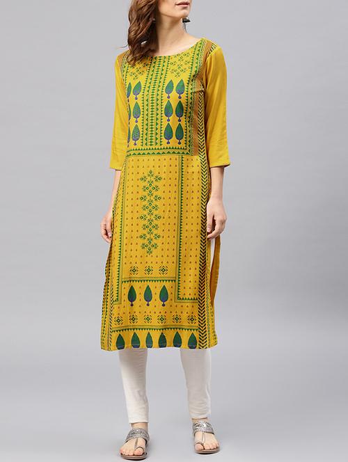 printed straight kurta - 15950072 - Standard Image - 1